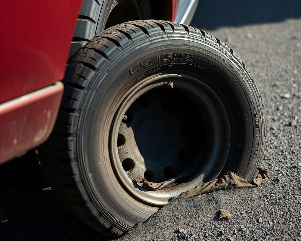 Flat tire → New tire mounted — before